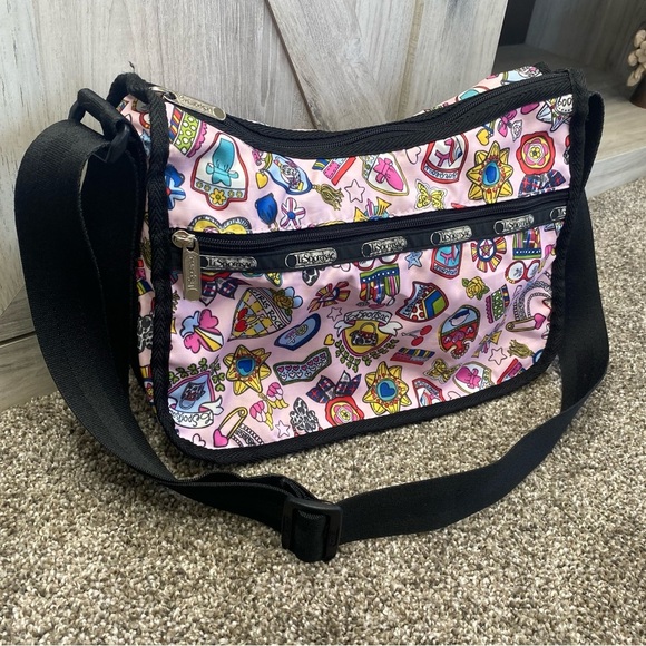 Lesportsac 00s Bag Of Honor Pink Tattoo Print Crossbody Bag - Picture 3 of 10